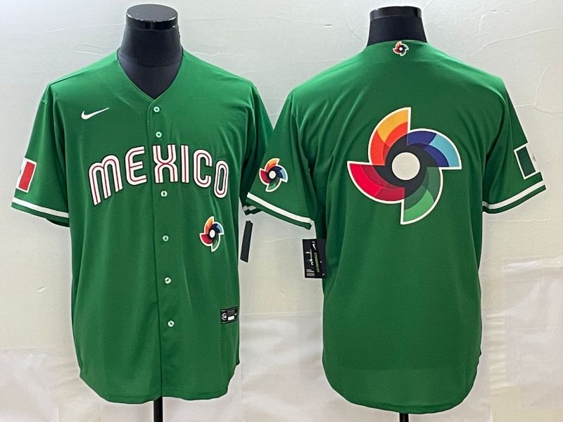 Men 2023 World Cub Mexico Blank green Nike MLB Jersey15